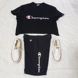 Champion Cropped Tee & Biker Shorts Set Size Medium